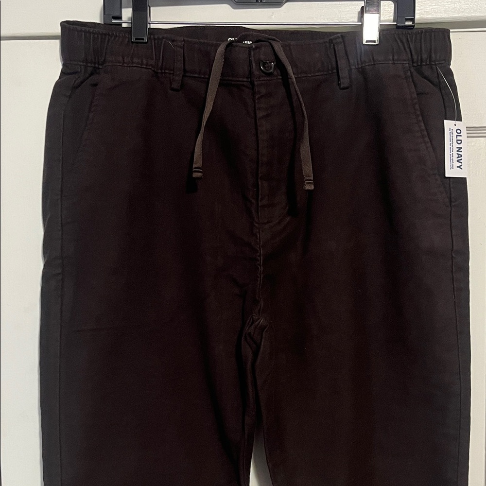 Old Navy Men's Dark Brown Chinos Drawstring Waist Large Tall NEW